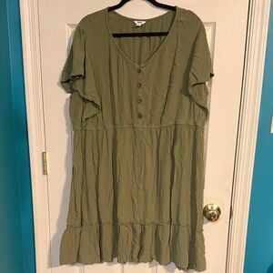 Sonoma Sage Green Ruffle Hem Midi Dress